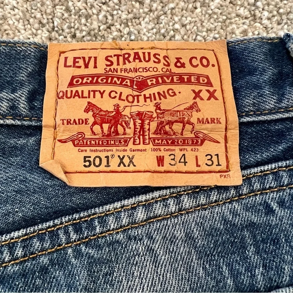 Levi Levi’s Men 34x31 Blue Denim Jeans 501 XX VTG Vintage Cotton Button Pants,